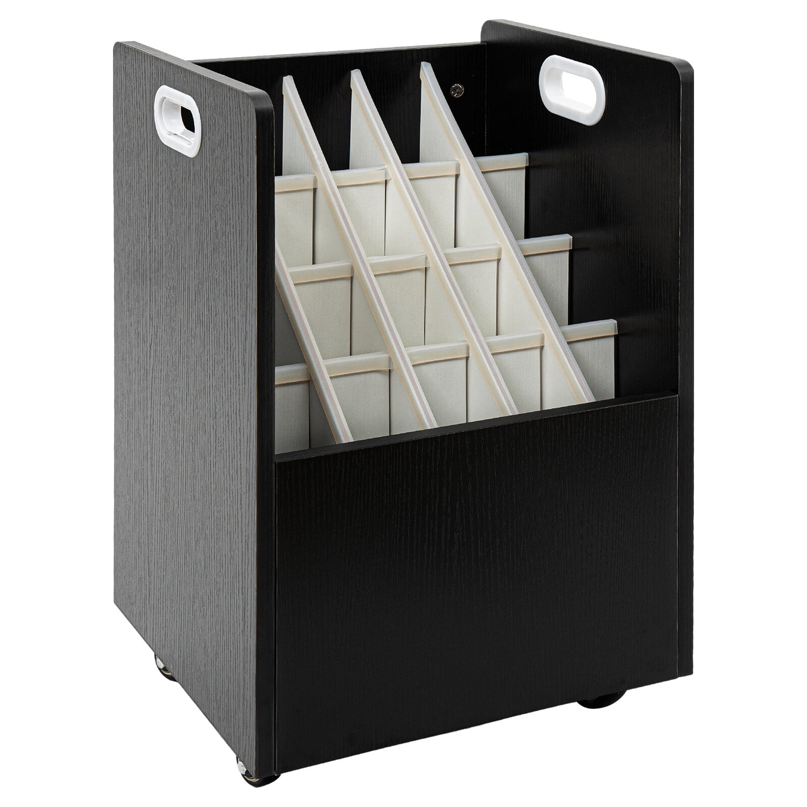 Black Print Storage Organizer with Wheels, 20 Slots Mobile Blueprint Storage Rack Cart, Construction Plan Holder Roll Files Cart Map Poster Storage Cabinet for Office Home School