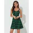 thumbnail image 5 of INSPIRE CHIC Robe Sans Manches à Carreaux pour Femmes avec Fermeture Éclair devant Vert Bleu TG, 5 of 5