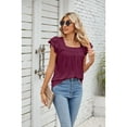 thumbnail image 6 of XCHQRTI Womens Petal Sleeve Shirt Lace Eyelet Cap Tunic Blouse Square Neck Pleated Tshirt Tops, 6 of 8