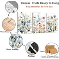 thumbnail image 6 of 3-Pieces Set Framed Watercolor Daisy Flower Canvas Wall Art Colorful Plant Decor Girls Pink Wildflower Pictures Green Leaves Rustic Art Purple Printing Farmhouse decor Living Room Bedroom Bathroom, 6 of 6