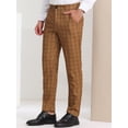 thumbnail image 2 of Pantalones de vestir pahombre, ajustados,cuadros, con frente plano, panegocios,cuadros, formales Marrón negro 3XL, 2 of 6