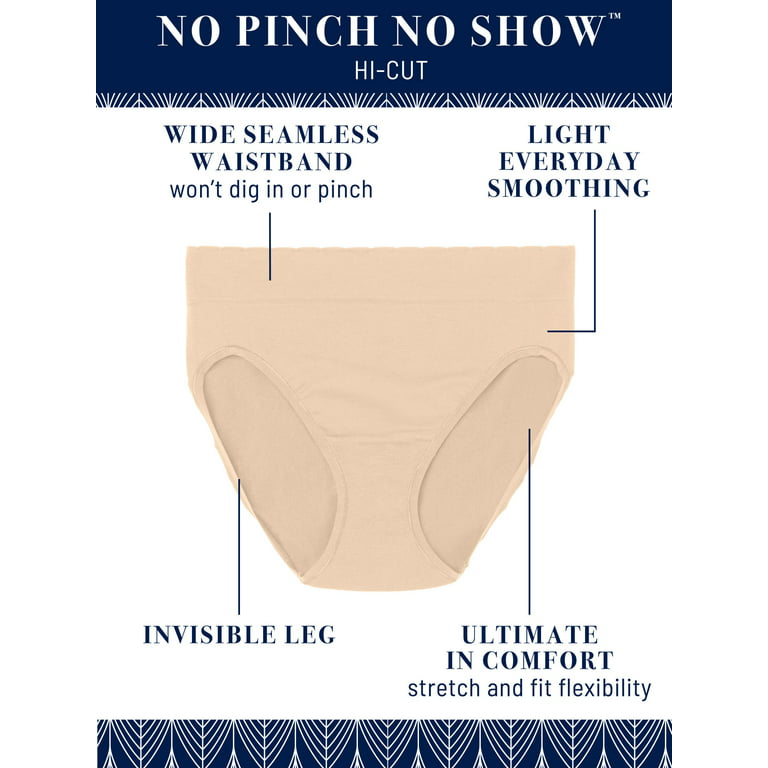 Vanity Fair Women's No Pinch No Show Seamless Hi-Cut Underwear, 3 Pack 