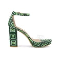 thumbnail image 3 of BLISSFUL STEP Sandales à Talons Blocs à Plateforme Transparente Imprimées pour Femmes Vert 7, 3 of 7