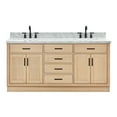 thumbnail image 2 of Ariel Hepburn 73 Inch Double Rectangle Sink Bathroom Vanity With Italian Carrara Marble Countertop 1.5 Inch Edge In Oak, 2 of 10