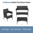 thumbnail image 3 of GIANNA Patio Wicker Chair 4-Piece Set with Table Patio Furniture Living Room Set, Wicker Material, Black, 3 of 6