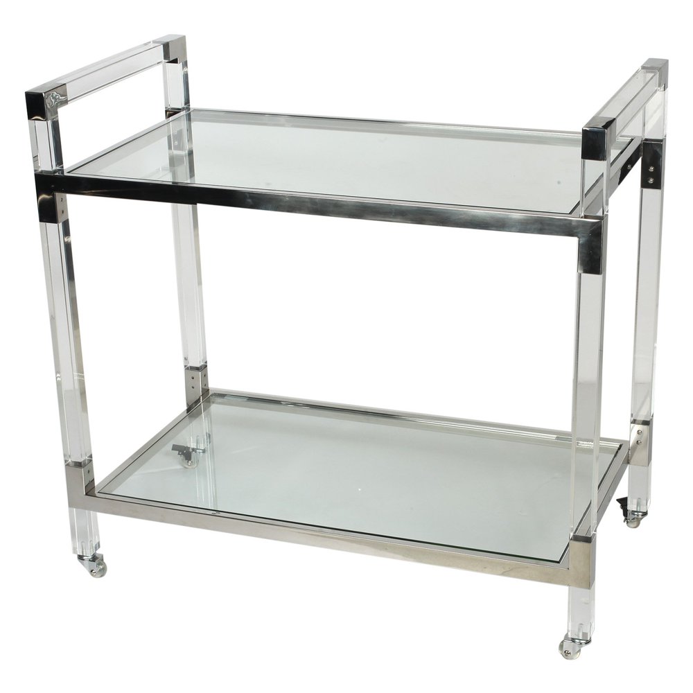 Soho Acrylic and Glass Service Trolley Mirrored, Clear