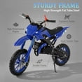 thumbnail image 6 of FONA 49cc 2-Stroke Dirt Bike for Kids 8-12, 25mph Mini Motorcycle with Dual Disc Brakes, Multi Terrain Tires, Suspension & Soft Seat Blue, 6 of 7