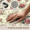 thumbnail image 6 of ODIKA 8'x10' Washable Area Rug Non-Slip Chair-Friendly Mat Dark Green Cream Vinyl Vintage Damask Floral Artwork with Ornamental Scrolls for Dining Room, Large Office, Lounge, 6 of 7