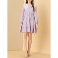 thumbnail image 5 of INSPIRE CHIC Women's Retro Ruffle Hem Dresses A-Line Lace Panel Peter Pan Collar Dress XL Pink, 5 of 6