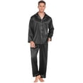 thumbnail image 4 of Ekouaer Couples Matching Pajamas Silk Long Sleeve Sleepwear Satin Soft Button Down Loungewear Pjs Set, 4 of 7