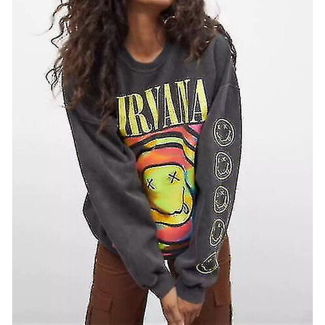Nirvana Smiley Face Crewneck Sudadera Heliconia Color Nirvana Sudadera Regalo