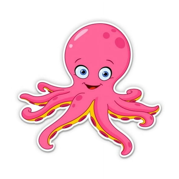 Cute Octopus - 3" Vinyl Sticker - For Car Laptop I-Pad Phone Helmet Hard Hat - Waterproof Decal