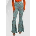 thumbnail image 2 of High Waist Soft Brushed Wide Flare Pants - Teal, Orange Floral, 2 of 9