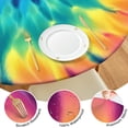 thumbnail image 4 of Colorful Rainbow Tie Dye Spiral Pattern Round Fitted Tablecloth with Elastic Edge,Dining Table Cover Waterproof,Outdoor Round Tablecloth for Camping,Dining,Indoor and Outdoor, 4 of 7