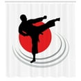 thumbnail image 3 of Ambesonne Kung Fu Shower Curtain, Man Karate Kick Silhouette, 69"Wx70"L, Black Vermilion, 3 of 3
