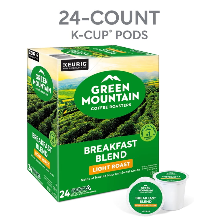Green Mountain Coffee Roasters Breakfast Blend Light Roast K-Cup Pods – 24 Count