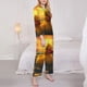thumbnail image 3 of Fotbe Cartoon Swimming Yellow Duck Conjunto de Pijama de Manga Larga para Mujer con Estampado, Ropa de Dormir de 2 Piezas, Conjunto de Casa Suave y Cómodo con Bolsillos-X-Large, 3 of 7