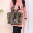 thumbnail image 4 of Bolsos cruzados Bolsos de hombro Moda Gran capacidad Mujer Fluffy Caqui, 4 of 9