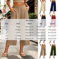 thumbnail image 3 of QIYAGBSA Women's Wide Leg Capri Pants Button Front Elastic Back Waist Side Pockets Summer Casual Wear (Navy, M), 3 of 7
