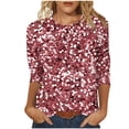thumbnail image 2 of Roncen Sequin Top for Women, Sparkling Three-Quarter Sleeve Pullover with Crew Neck, Casual Glam Shirt, 2 of 5