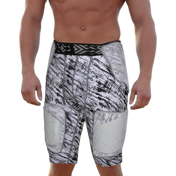 Exxact Sports Gladiator 5-Pad Adult Football Girdle for Men with Integrated Hip, Thighs, Tailbone Pads, Padded Compression Shorts, Mens Girdle Football with Cup Pocket (Camo, AS)