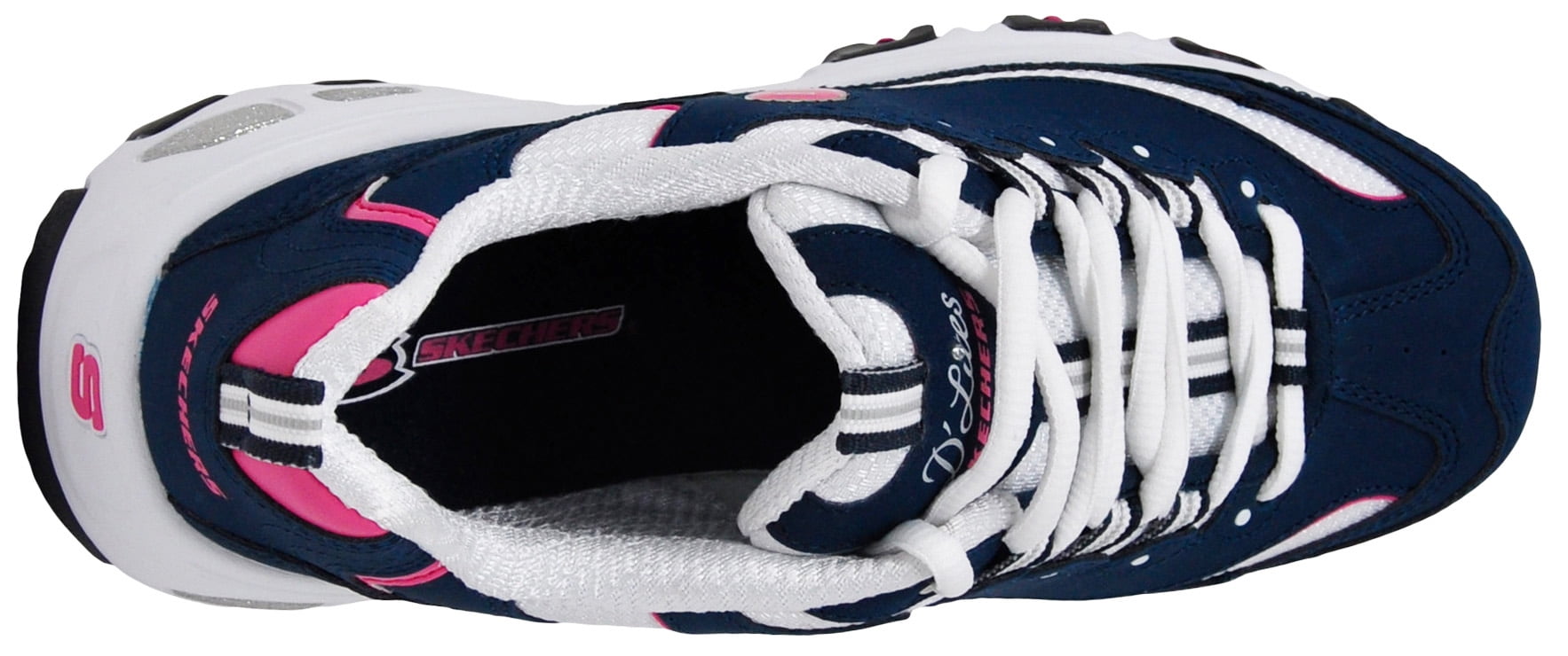 Skechers Women's D'Lites Original Shoe, Navy/White, W US