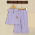 thumbnail image 5 of HCNTES Toddler Boys Casual Outfit Sets Summer And Girls Short Sleeved T Shirt Set Infant And Girls Short Sleeved Shorts Two Piece Set Clothing Outwear(Purple,5-6 Years), 5 of 8