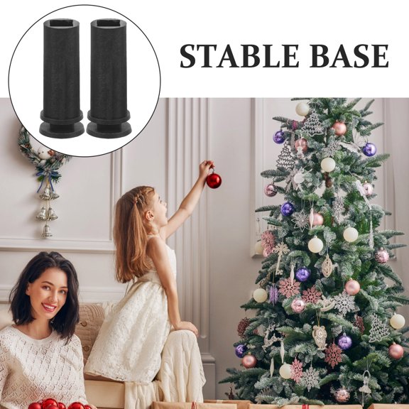 OUNONA 6-Pack Black Plastic Christmas Tree Stands Lightweight Brackets for Holiday Tree Decorating Accessories