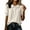 Beige, variant on Women's Daily Casual Cotton Linen Short Sleeve Top, Baby Doll Collar Lantern Sleeve Half Button Blouse, Loose Fit Shirt for Summer Wear Beige L