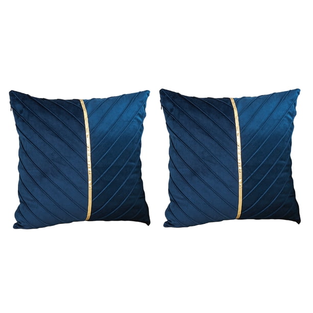 Matsuzay Funda de cojín y transpirable, 2 piezas, para tacto lujoso, funda de cojín de sofá y duradera Decoración del hogar azul oscuro