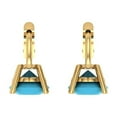 thumbnail image 4 of Clara Pucci 2 ct Brilliant Round Cut Drop Dangle VVS1 Genuine Conflict free Blue Turquoise Solid 14K Yellow Gold Designer Everyday Earrings Lever Back, 4 of 5