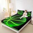 thumbnail image 4 of jejeloiu Neon Green Basketball Bed Sheets,Ball Sport Game King Sheets For Boys Teens 4-Piece, 4 of 7