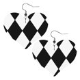 thumbnail image 6 of Harlequin Leather Heart Earrings Dangle For Women Love Earrings Lightweight, 6 of 6
