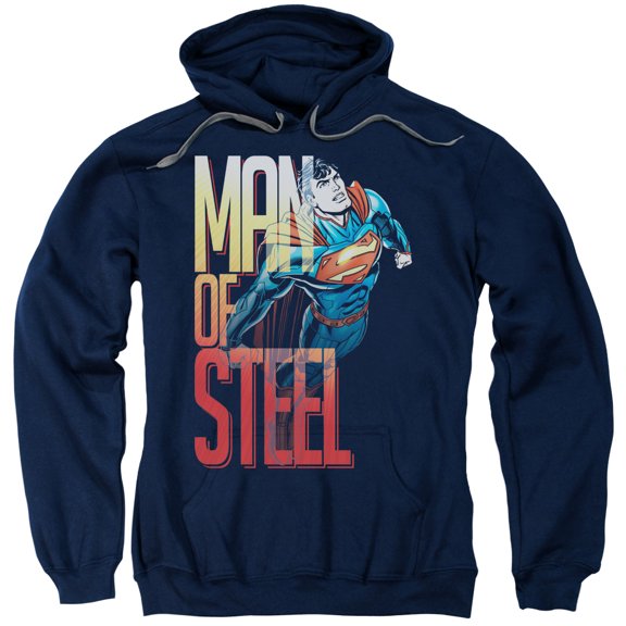 Superman Steel Flight Adult Pullover Hoodie Sweatshirt Navy