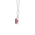 thumbnail image 2 of ANGARA Natural Emerald-Cut Ruby Pendant with Diamond Trio in 925 Sterling Silver for Women (Size-6x4mm) | July Birthstone, Birthday, Anniversary, Jewelry Gift for Women | Natural Ruby Necklace, 2 of 8