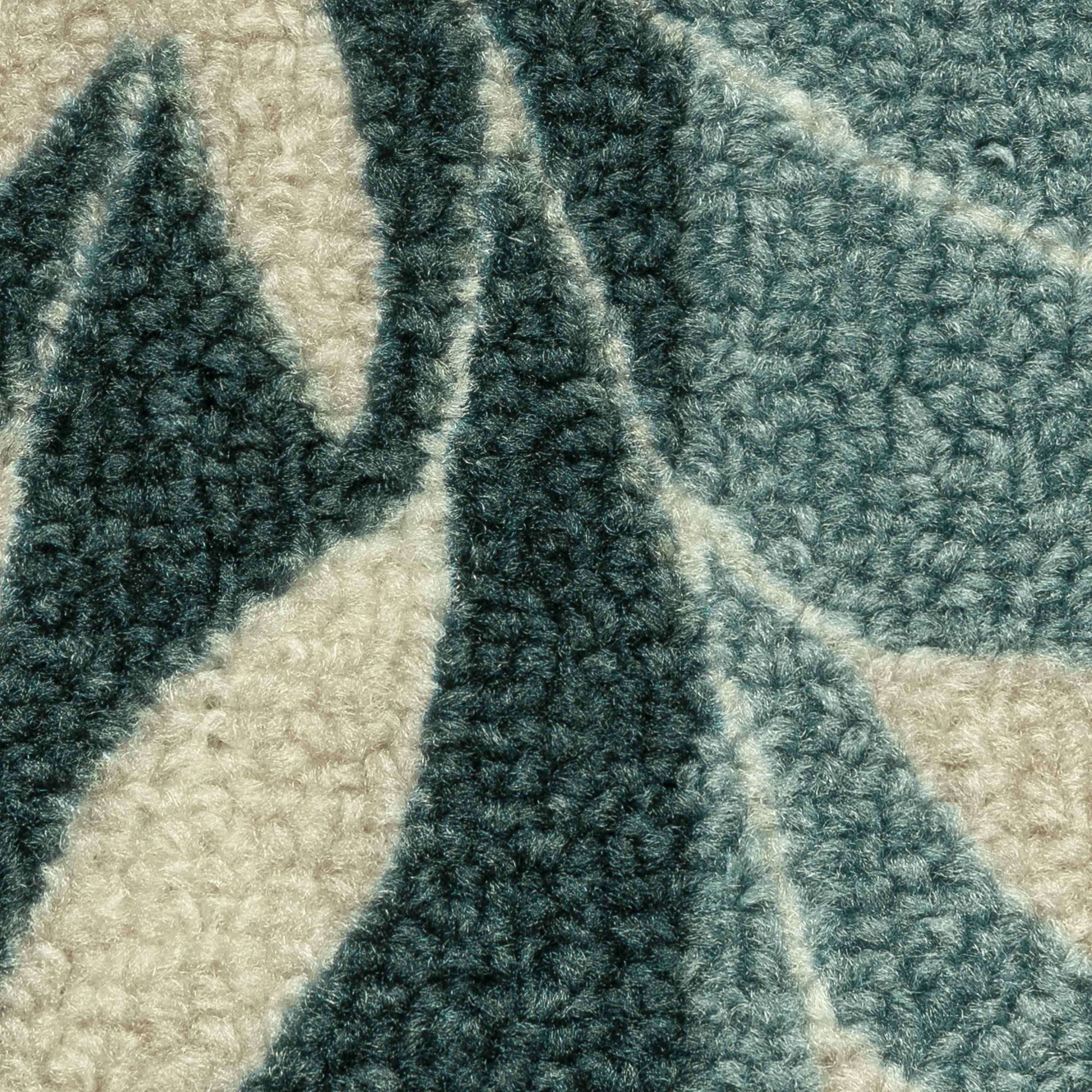 Mainstays Traditional Leaf Block Blue Brown Print Indoor Accent Rug, 1'8"x2'10"