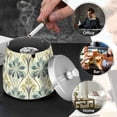 thumbnail image 4 of Yayeee Ashtray with Lid for Cigarette Smokeless Stainless Steel Home Ash Holder, Beige Floral Pattern, 4 of 7