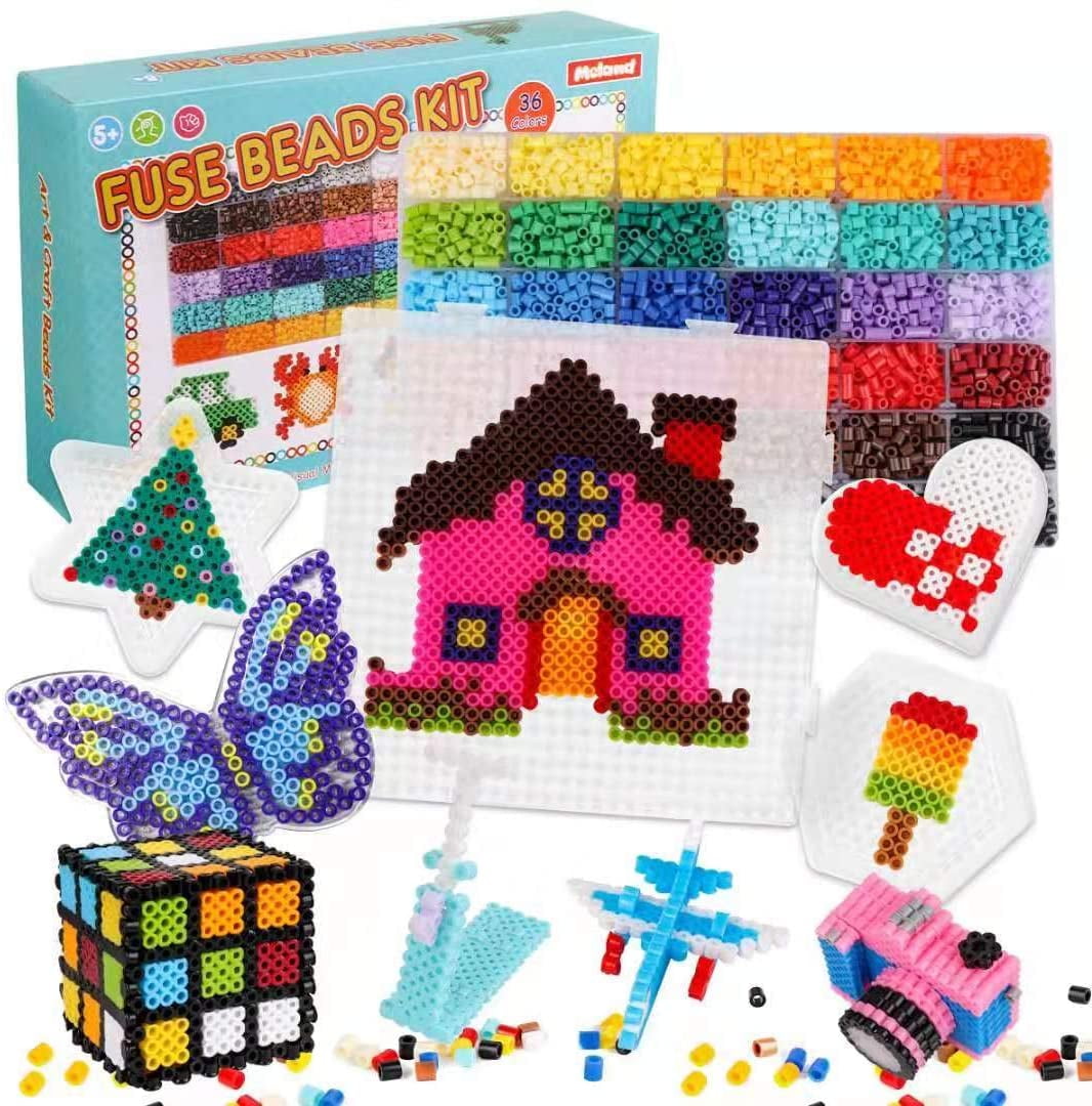 48 Kinds of Colour 5mm Iron Beads 4 Ironing Paper Tweezers & Pattern Design Booklet,Gift 13,800 pcs 48 Colors Fuse Beads Kit Fuse Beads Craft Set for Kids Including 2 Big Pegboards 