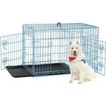 Dkelincs 48 inch Large Dog Crate Portable Foldable Dog Cage with 2 Doors, Handle, Plastic Tray, XXL Dog Kennel for Medium Large Puppy, Blue