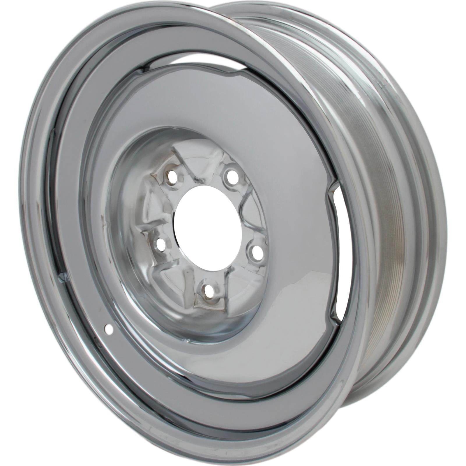 Vintage 15x5 Chrome Steel Wheel, 5 on 5.5, 3 Inch BS