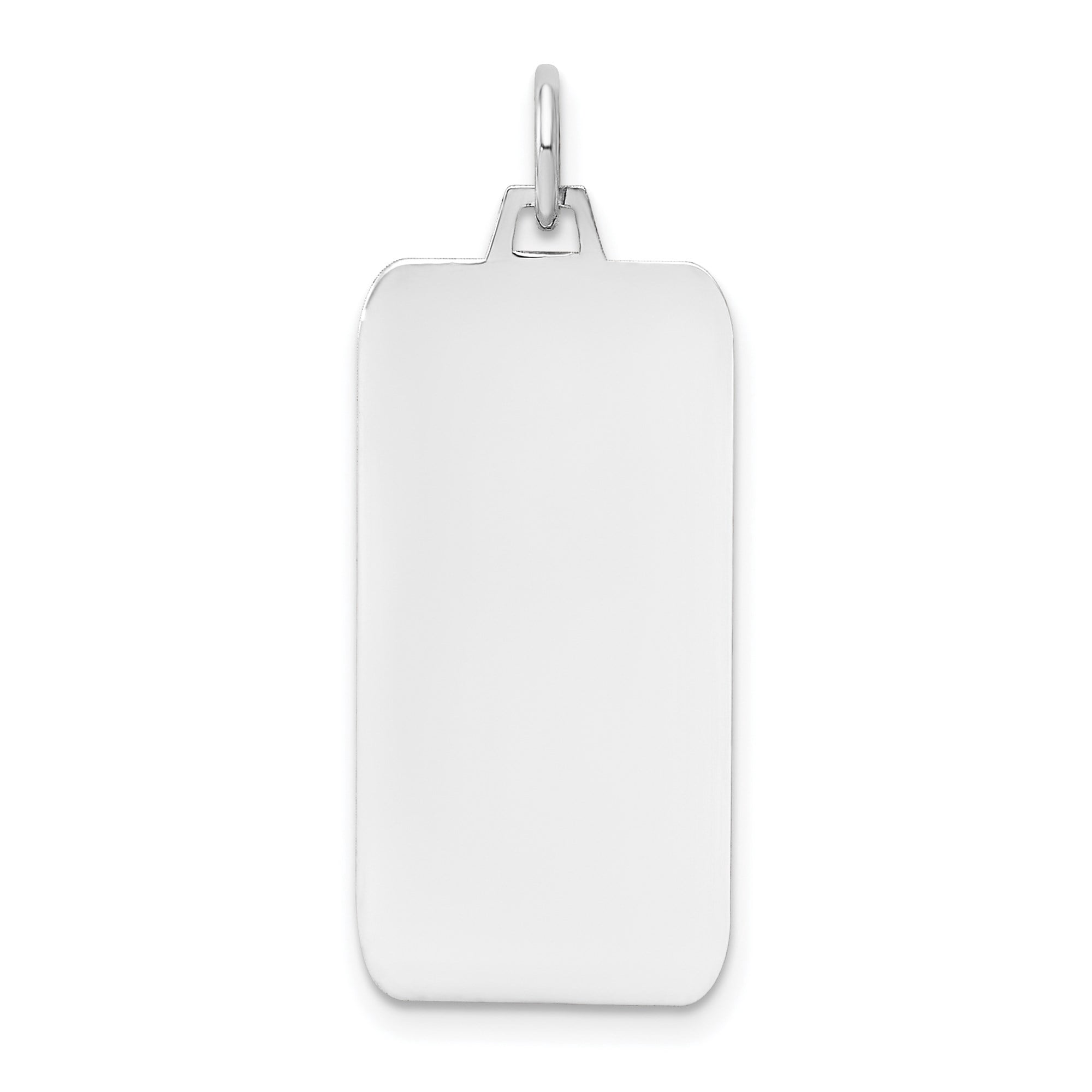 14k White Gold Rectangular Pendant for Men or Women, Polished Unisex Tag Charm, Minimalist Engravable Necklace, Custom Religious Jewelry or Keepsake Accessory