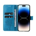 thumbnail image 5 of TECH CIRCLE Case for iPhone 15 Pro (2023) - [Embossed Tree Design] Protective PU Leather Wallet Case with [Card Holder /Wrist Strap] Fold Stand Folio Cute Cover Shell, Blue, 5 of 8