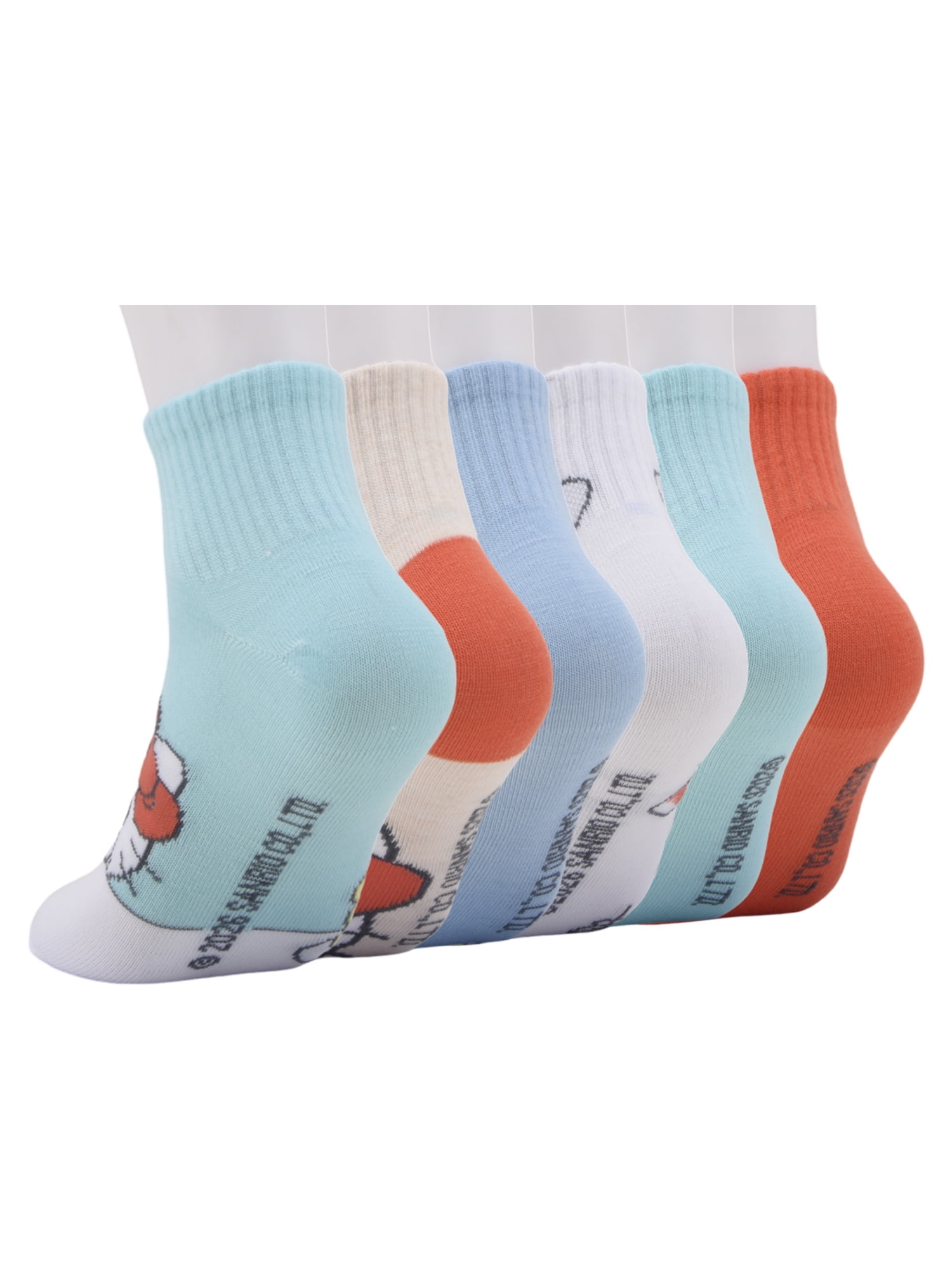 Hello Kitty Girls 6-pack Ankle Socks, Sizes S-L