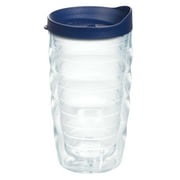 Tervis Made in USA Double Walled  Clear & Colorful 10oz Wavy Insulated Tumbler Cup Keeps Drinks Cold & Hot, 10oz Wavy, Navy Blue Lid