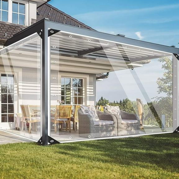 9. 8x16. 4 FT Clear Waterproof Tarps Heavy Duty Outdoor Garden Rainproof Covering Vinyl Tarp with Rope Transparent Waterproof Tarpaulin for Henhouse Porch Canopy  Camping Gazebo Tarp to Cover