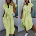 thumbnail image 4 of WRKEKC Robes d'Été Décontractées pour Femmes, Robes d'Été Grande Taille, Robe à Rayures Doublée pour Femmes avec Laçage, Robe Sans Manches à Rayures à Col à Revers, 4 of 9