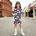 thumbnail image 5 of Grblisyd Back to School Outfits for Girls Short Sleeve Crew Neck T Shirts Top and Shorts Clothing Sets, 5 of 5