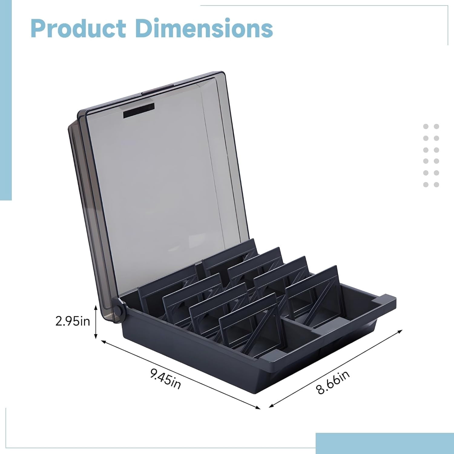 Liho Business Card Organizer Box (1000 Cards), Business Card Holder with Semi-Transparent Lid, 8.7 x 9.4 x 3 Inches with 8 Dividers and Index Cards, Rolodex Card Holder for Office Desk, A605