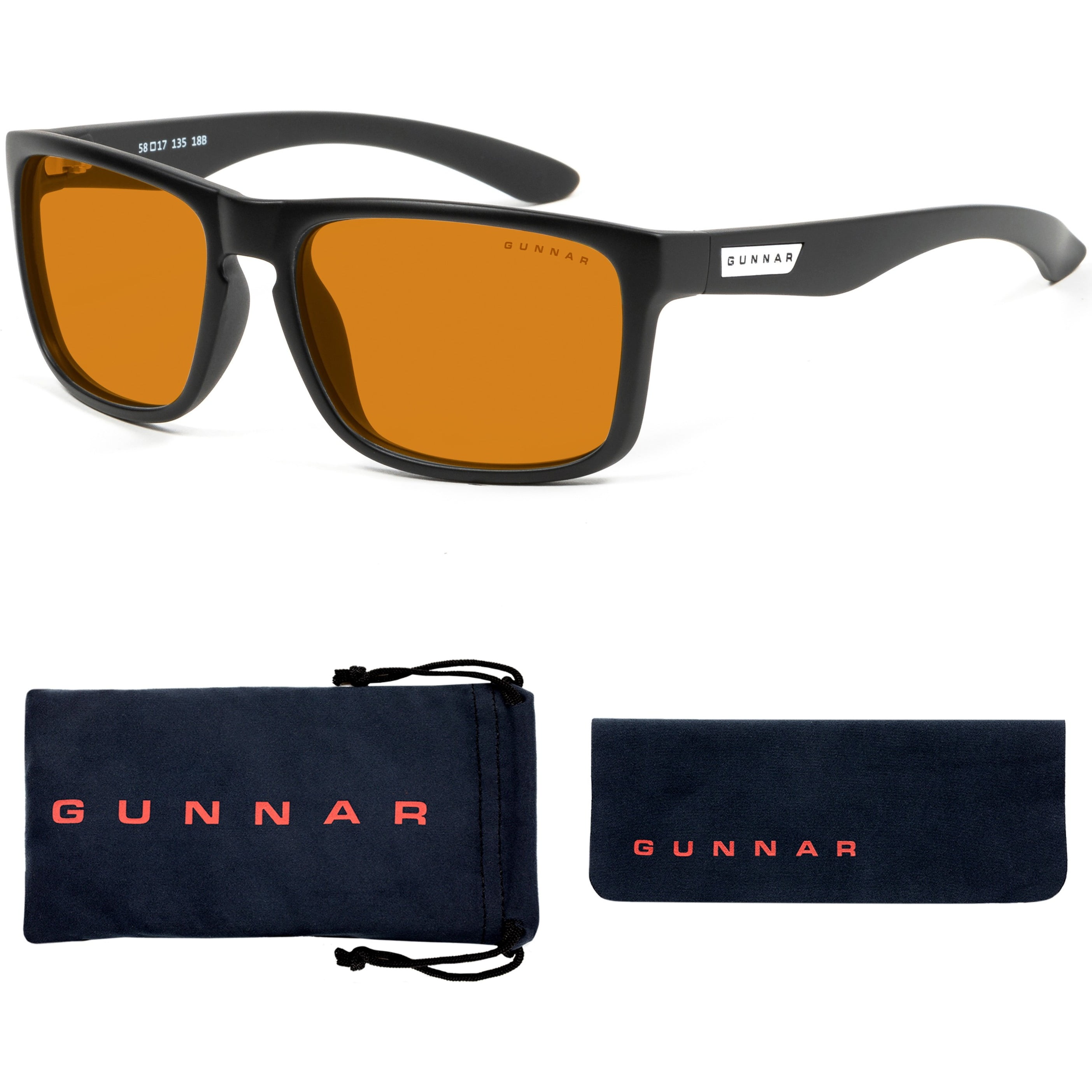 Gunnar INT-00101-N-A Intercept Onyx Frame Computer Gaming Glasses w/ Amber Lens 