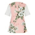 thumbnail image 5 of Wycnly Womens Tops Daisy Print Short Sleeve V-Neck Tee Shirts Summer Elegant Lace Trim Button Down Pullover Tunic Blouses Pink XXL Clothes, 5 of 5
